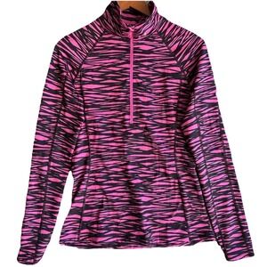 Under Armour Women's SweatShirt Size S Pink Black Long Sleeve 1/4 Zip